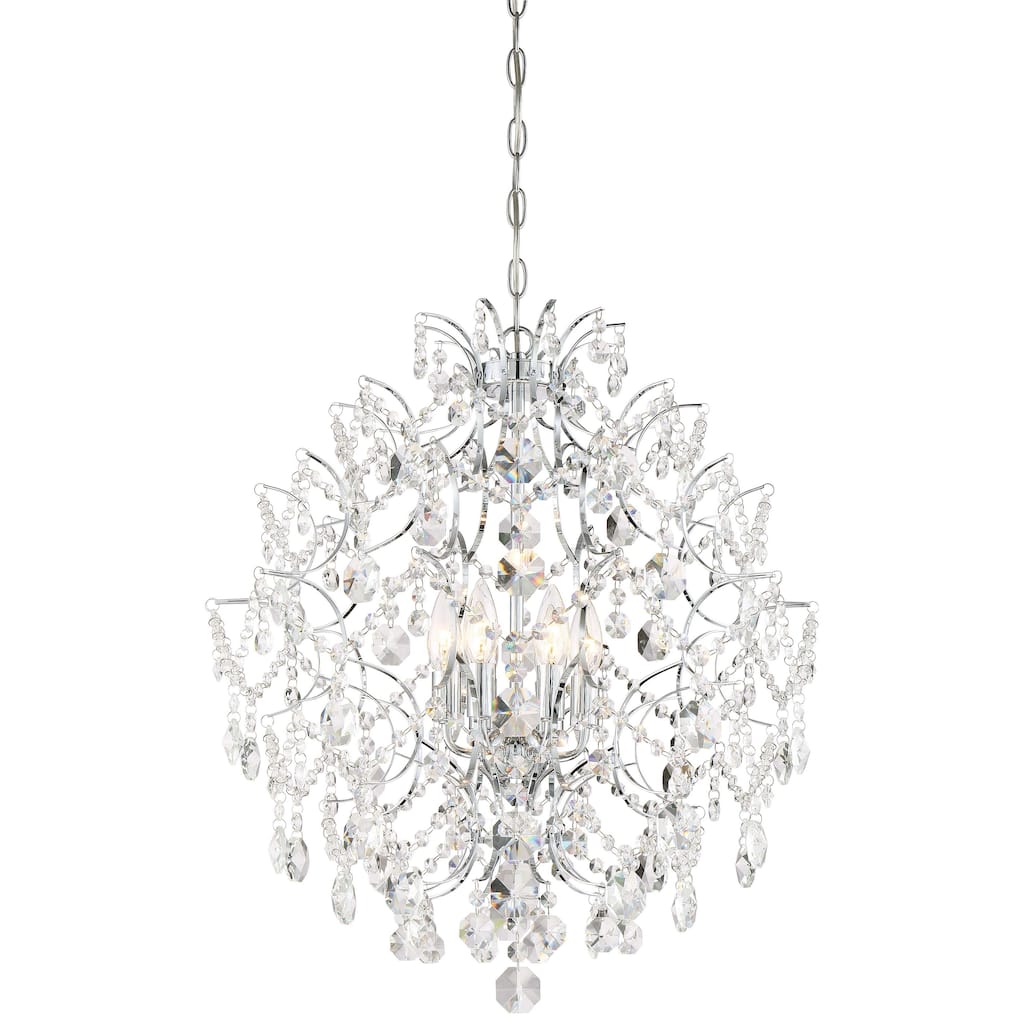 Lavery Isabella's Crown Chrome & Crystal Strings 6 Light Chandelier