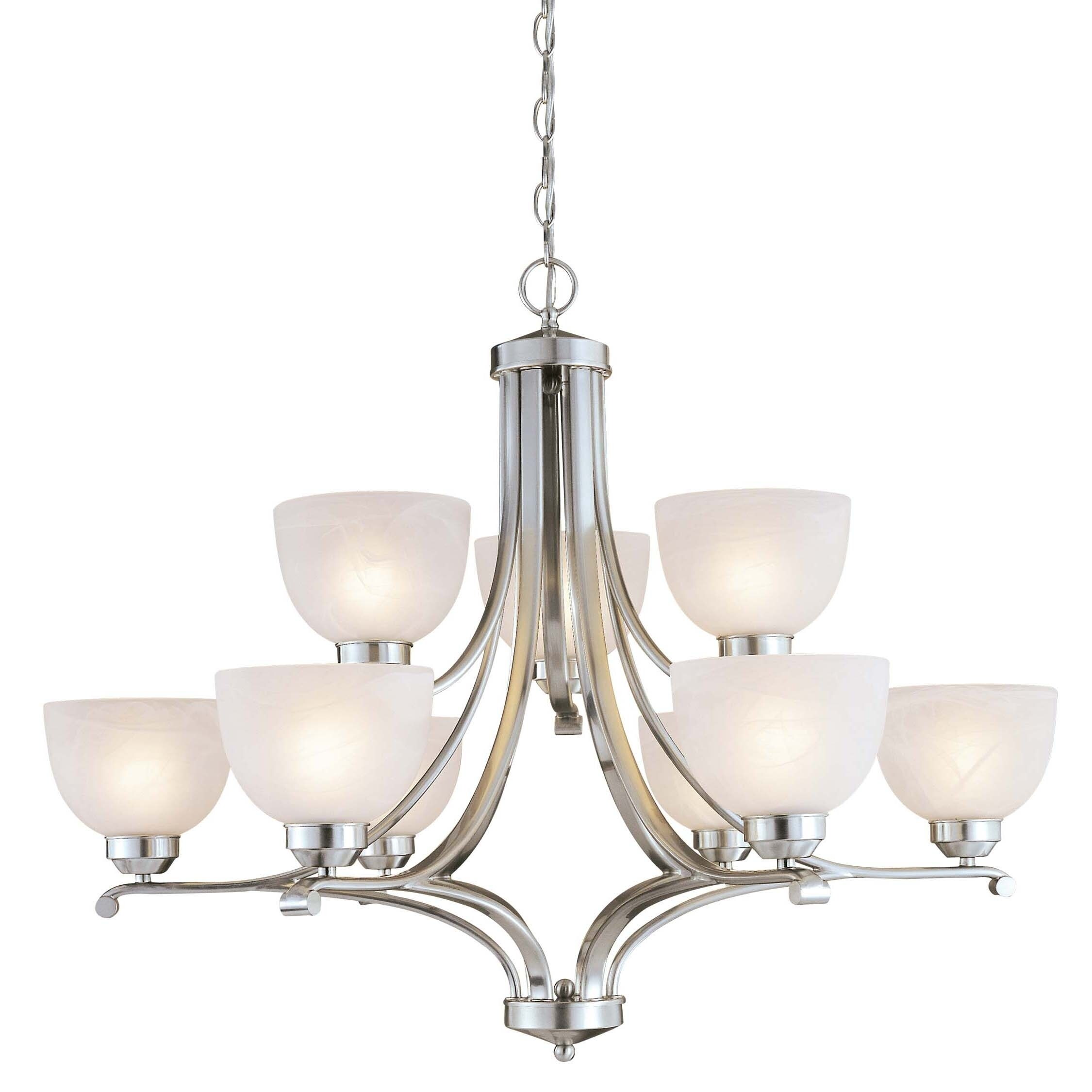 Paradox Brushed Nickel 9 Light Chandelier By Minka Lavery (Glass) - Chandeliers For Bedrooms by Overstock.com