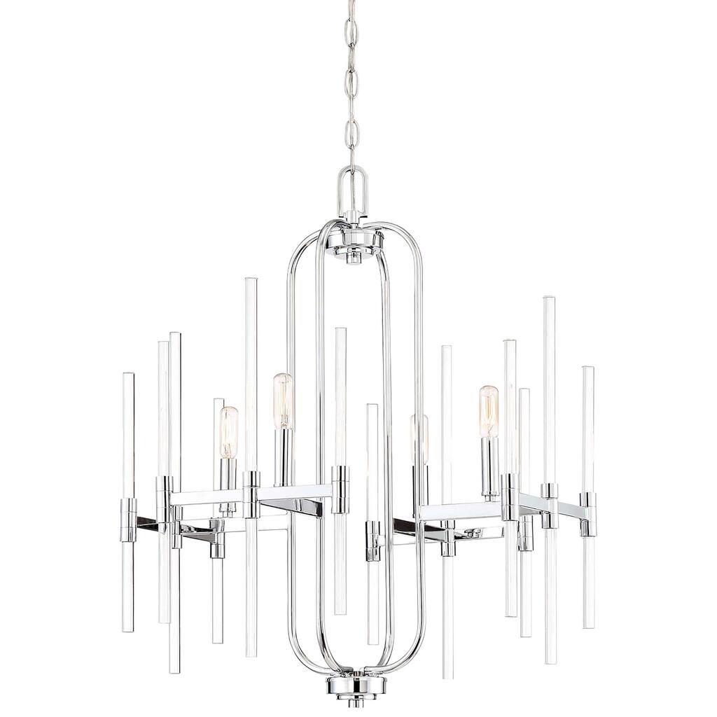 Minka Lavery Pillar Chrome 22-Inch Wide 4 Light Chandelier