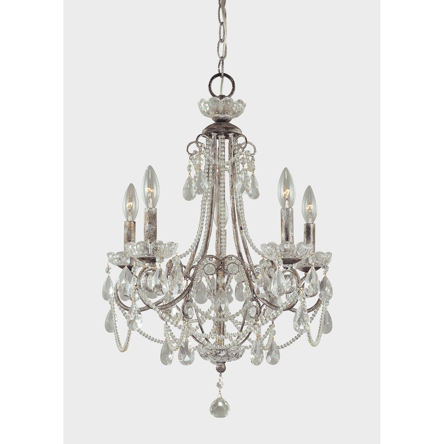 Distressed Silver 5 Light Mini Chandelier By Minka Lavery - Chandeliers For Bedrooms by Overstock.com