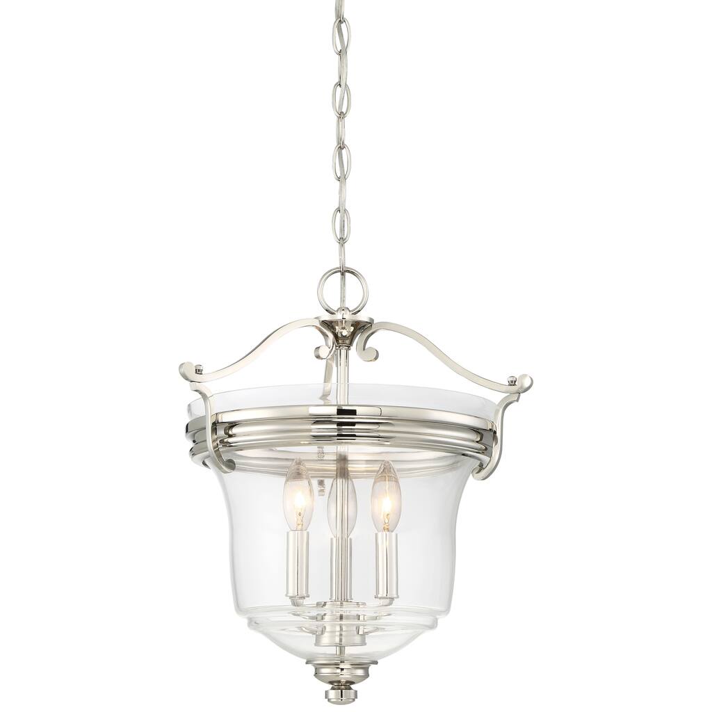 Lavery Audrey's Point Polished Nickel & Clear Glass 3 Light Pendant