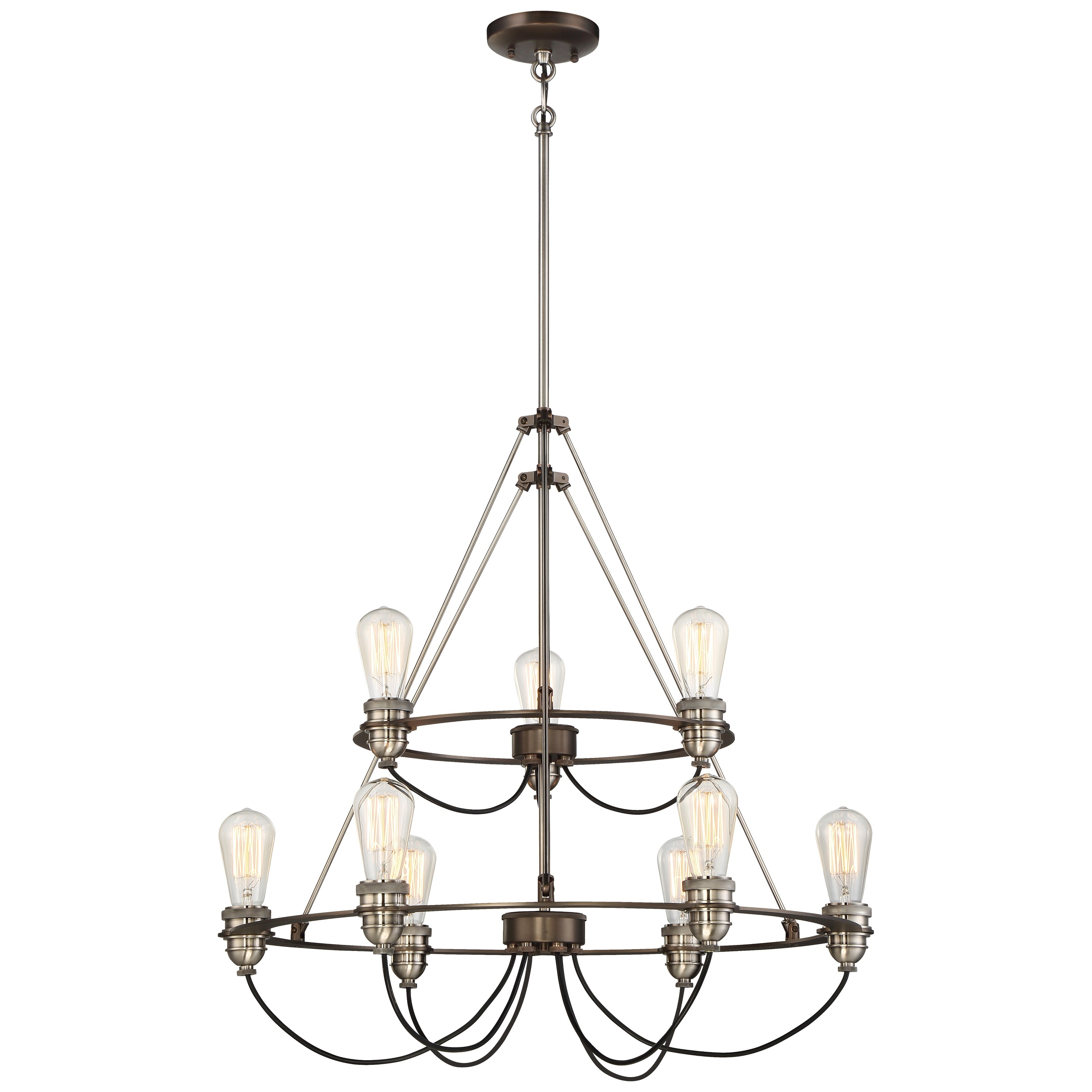 Uptown Edison Harvard Court Bronze W/Pewter 9 Light Chandelier By Minka Lavery - Chandeliers For Bedrooms by Overstock.com