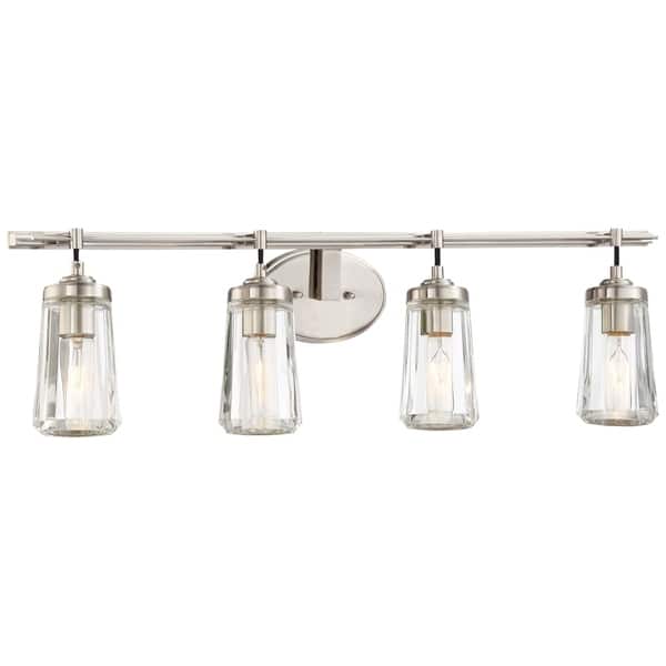 slide 1 of 1, Poleis Brushed Nickel 4 Light Bath By Minka Lavery