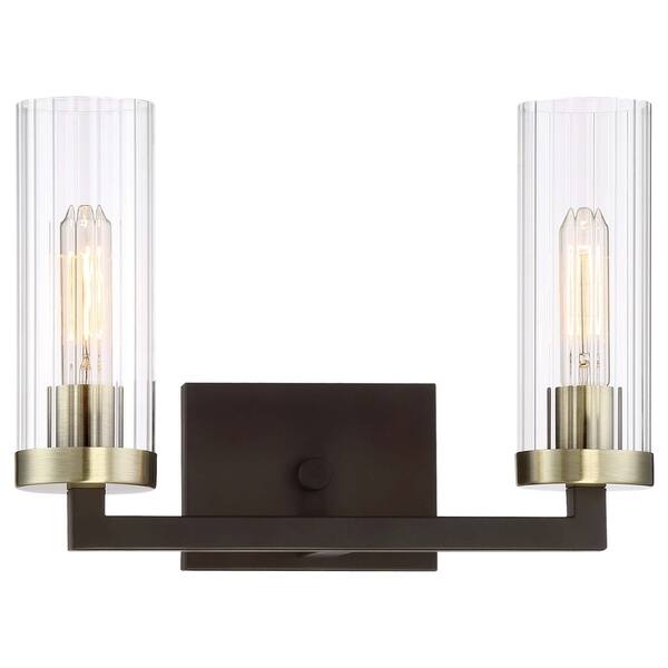 slide 1 of 1, Ainsley Court Aged Kinston Bronze W/Brushed 2 Light Bath By Minka Lavery