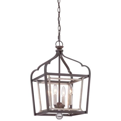 Astrapia Dark Rubbed Sienna with Aged Silver 4 Light Pendant by Minka Lavery