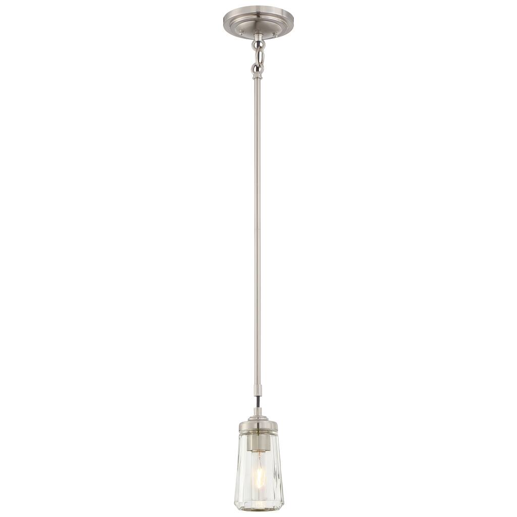 Lavery Poleis Brushed Nickel & Clear Glass 1 Light Mini Pendant