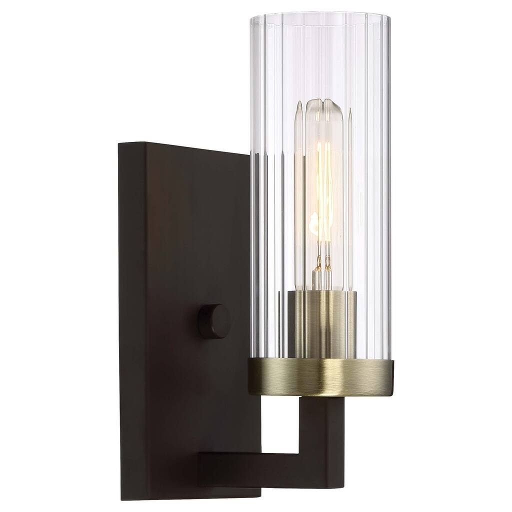 Lavery Ainsley Court Aged Bronze & Ribbed Glass 1 Light Bath Bar