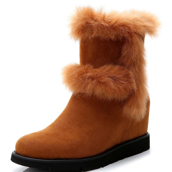 wedge fur booties