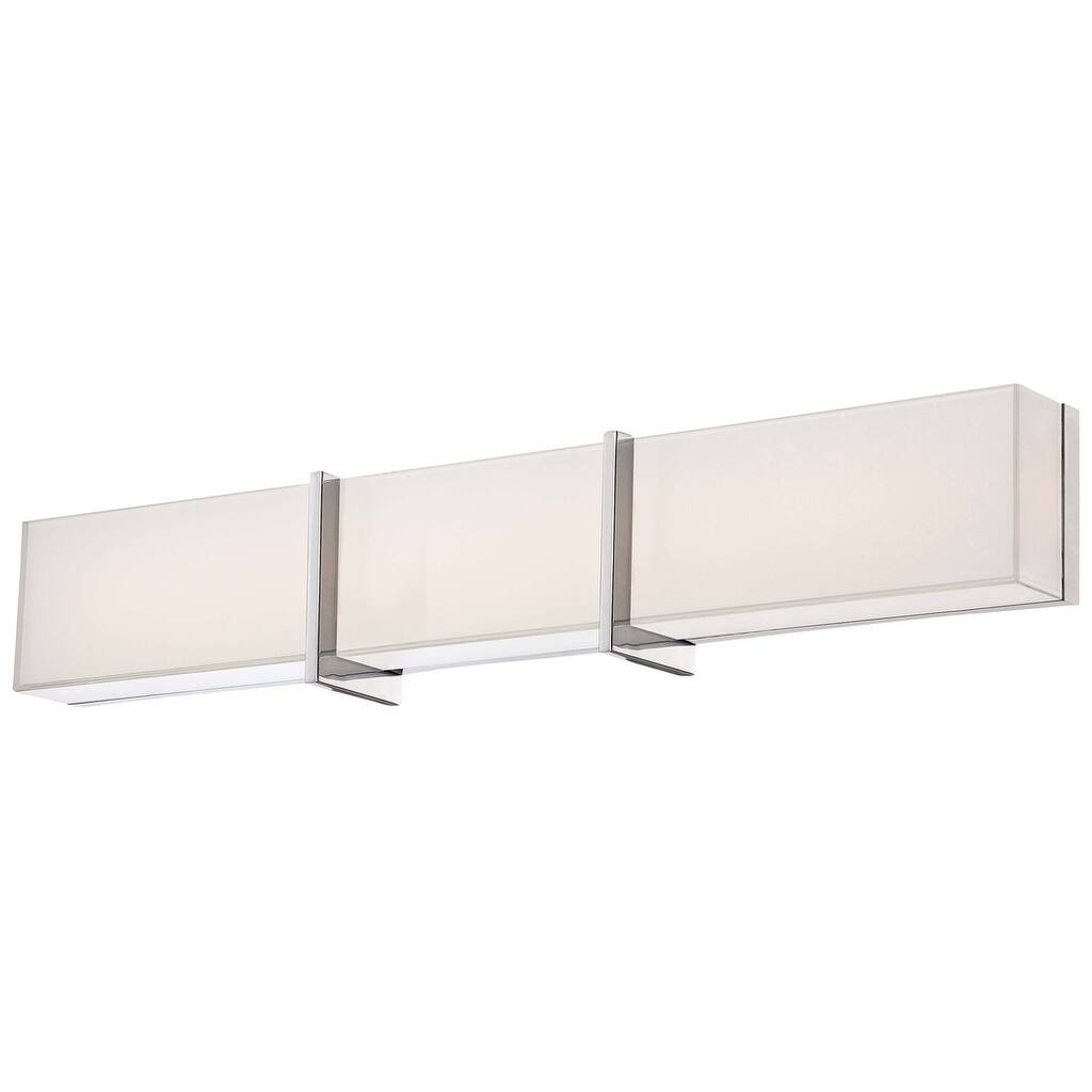 Lavery High Rise Chrome & Mitered White Glass 1 Light Bath Bar