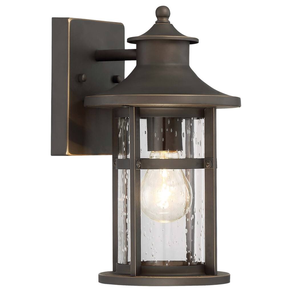 Lavery Highland Ridge Bronze & Seeded Glass 1 Light Outdoor Wall Lamp