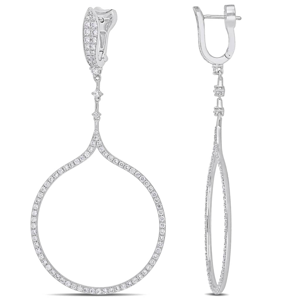 Miadora 14k White Gold Open Loop Dangle Earrings