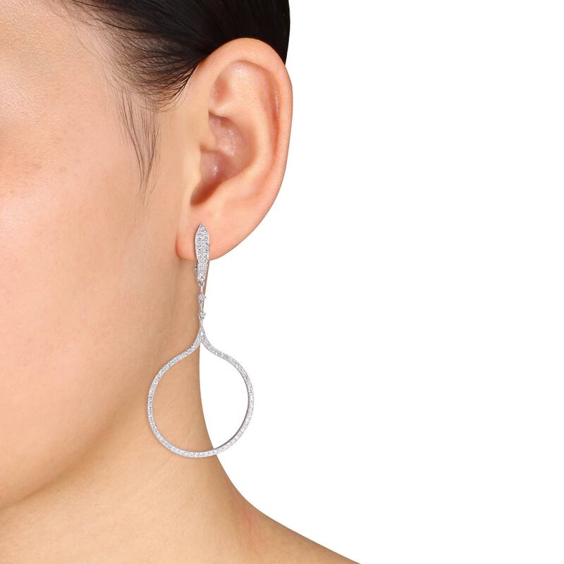 Miadora Signature Collection 14k White Gold Open Loop Dangle Earrings