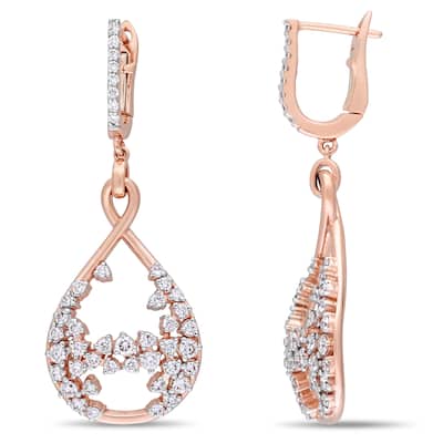 Miadora Signature Collection 14k Rose Gold 1-1/3ct TDW Diamond Vintage Teardrop Dangle Openwork Earrings - White