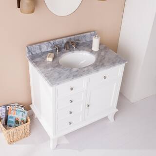 Harper Blvd Washington Bath Vanity Sink w/ Marble Counter Top - White w/ Gray