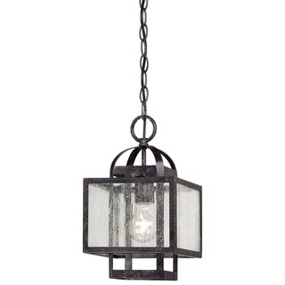 Lavery Camden Square Aged Charcoal & Seeded Glass 1 Light Pendant