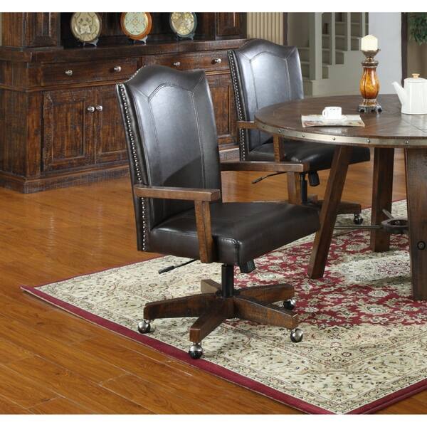 Emerald Home Castlegate Pine Brown Office Chair With Faux Leather Upholstery And Nailhead Trim Overstock 18047865