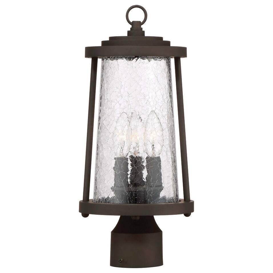Lavery Haverford Grove Bronze & Crackled Glass 3 Light Outdoor Post