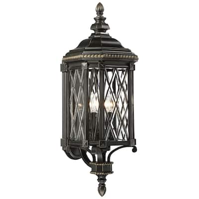 Lavery Bexley Manor Coal & Beveled Glass 4 Light Outdoor Wall Mount
