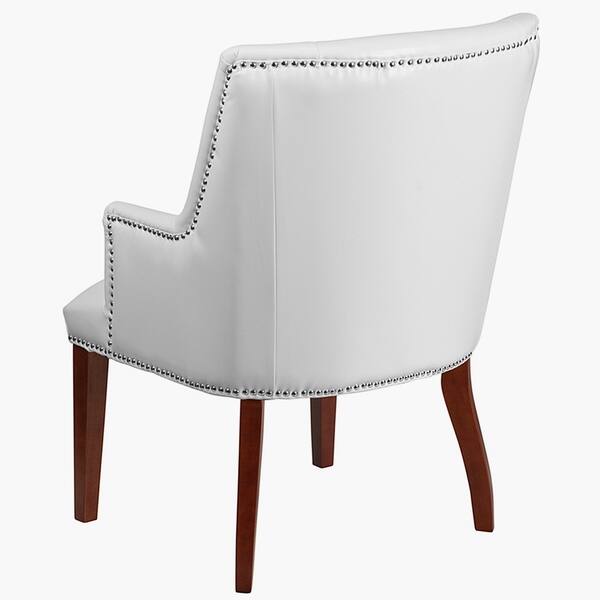 Shop Marana White Leather Office Armchair With Mahogany Legs And
