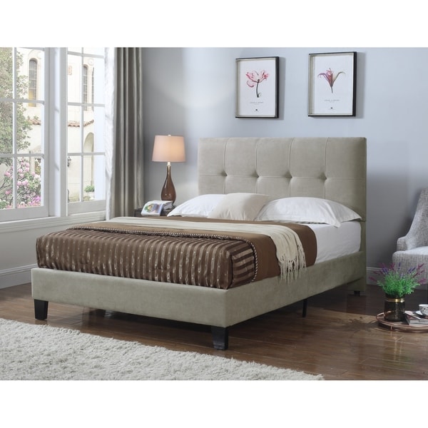 Shop Emerald Home Harper Taupe Cal King Tufted Upholstered Bed - On ...