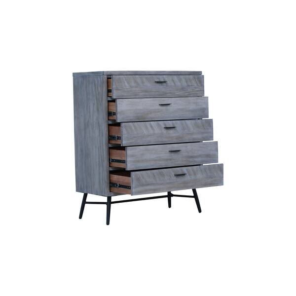 Shop Emerald Home Nova Sterling Gray And Black Dresser With Rustic