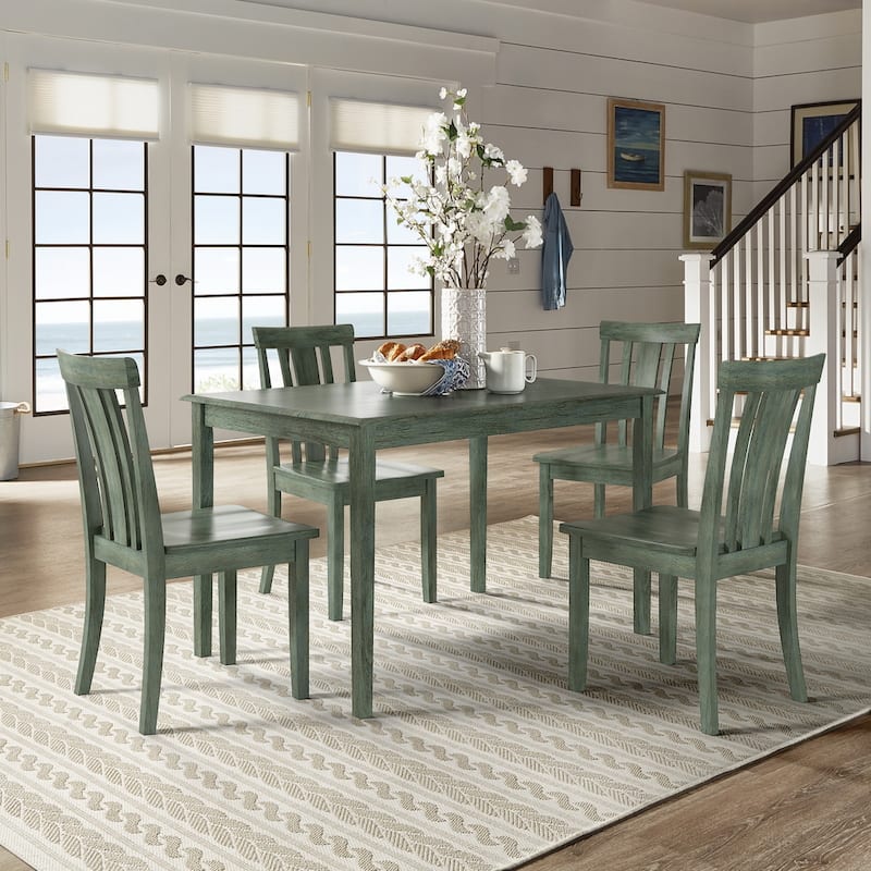 Wilmington II 48-Inch Rectangular Antique Sage Green 5-Piece Dining Set by iNSPIRE Q Classic - Green Slat Back Chairs