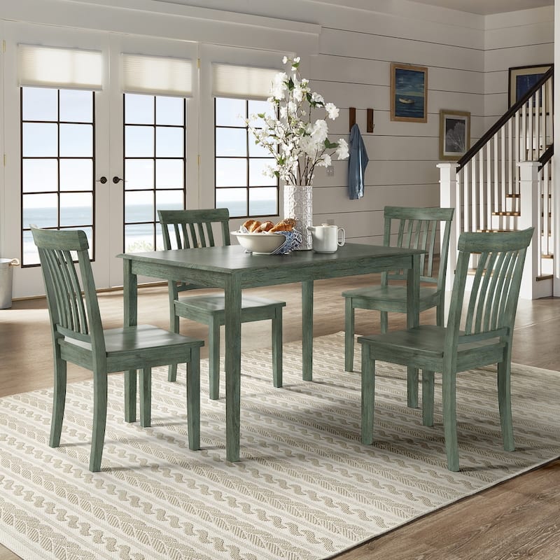 Wilmington II 48-Inch Rectangular Antique Sage Green 5-Piece Dining Set by iNSPIRE Q Classic - Green Mission Back Chairs