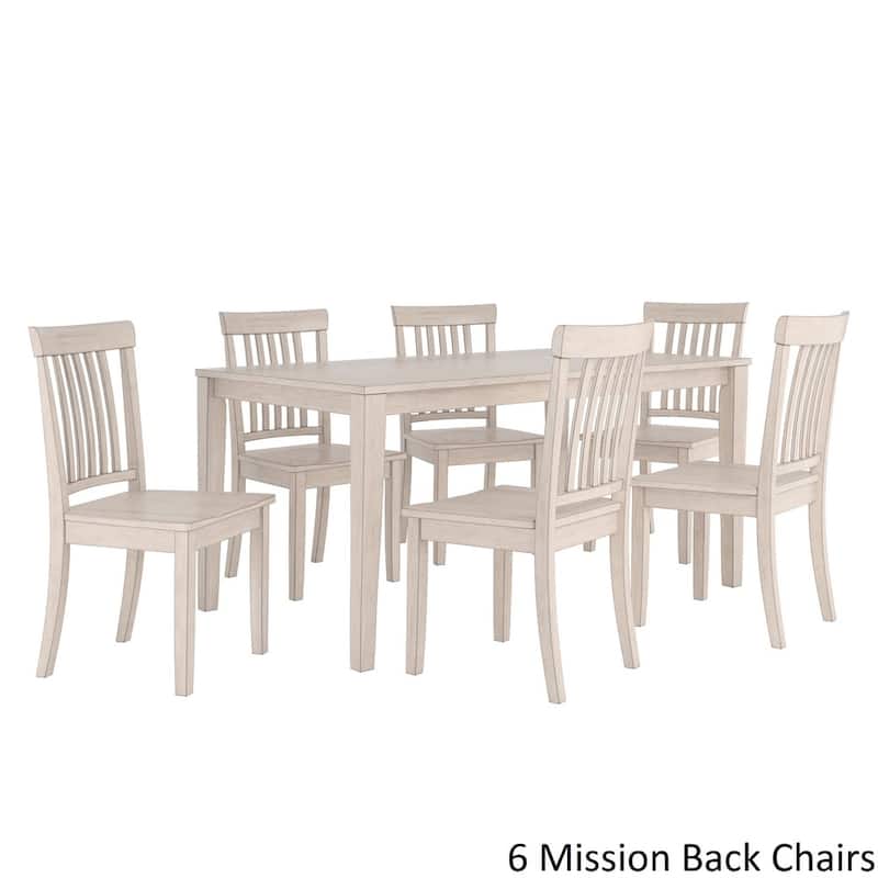 Wilmington II 60-Inch Rectangular Antique White Dining Set by iNSPIRE Q Classic - 6 Mission Back Chairs