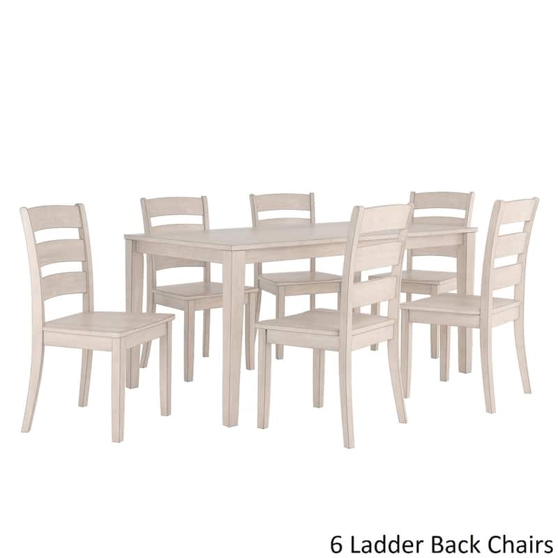 Wilmington II 60-Inch Rectangular Antique White Dining Set by iNSPIRE Q Classic - 6 Ladder Back Chairs