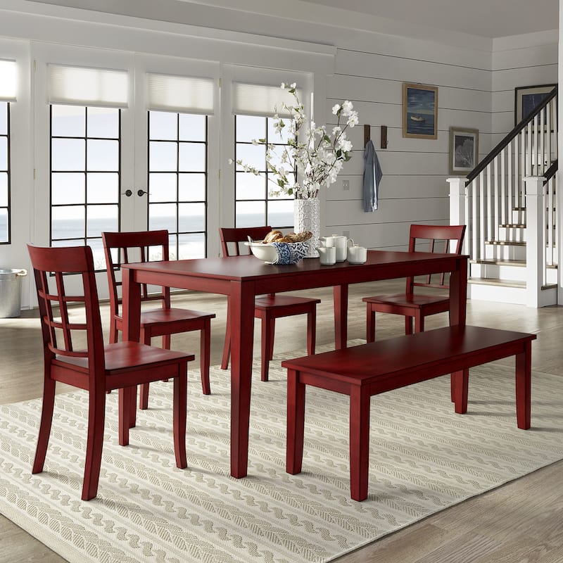 Wilmington II 60-Inch Rectangular Antique Berry Red Dining Set by iNSPIRE Q Classic