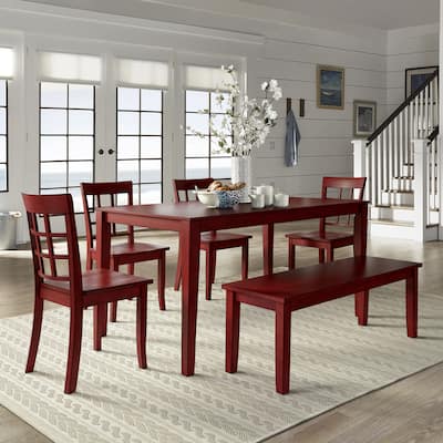 Wilmington II 60-Inch Rectangular Antique Berry Red Dining Set by iNSPIRE Q Classic