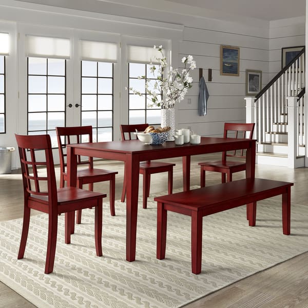 Shop Black Friday Deals On Wilmington Ii 60 Inch Rectangular Antique Berry Red Dining Set By Inspire Q Classic Overstock 18048898