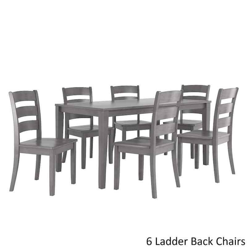 Wilmington II 60-Inch Rectangular Antique Grey Dining Set by iNSPIRE Q Classic - 6 Ladder Back Chairs