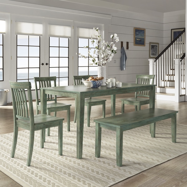 Wilmington II 60-Inch Rectangular Antique Sage Green Dining Set by