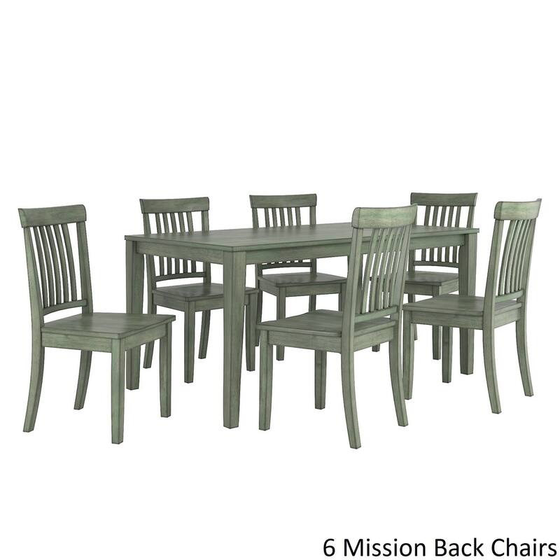 Wilmington II 60-Inch Rectangular Antique Sage Green Dining Set by iNSPIRE Q Classic - 6 Mission Back Chairs