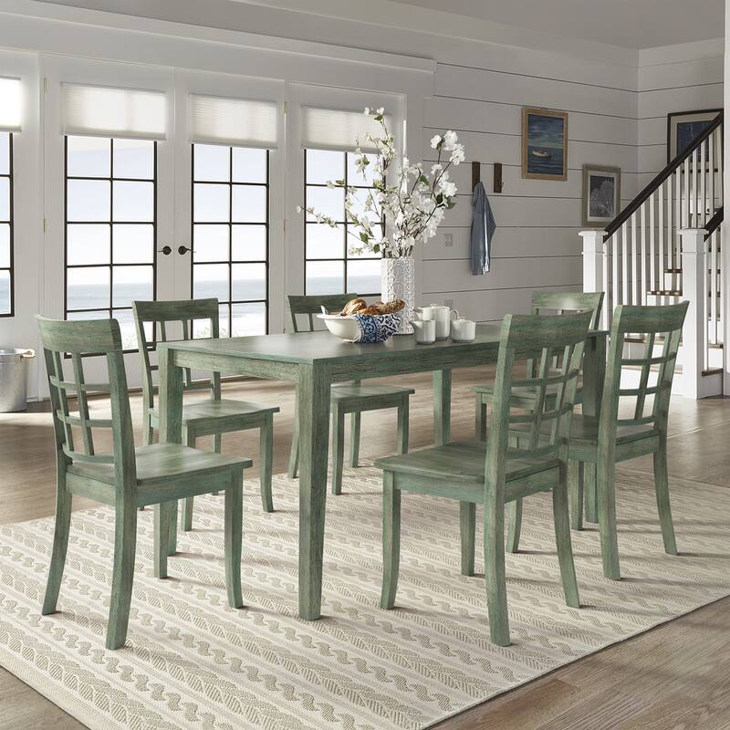Wilmington II 60-Inch Rectangular Antique Sage Green Dining Set by iNSPIRE Q Classic