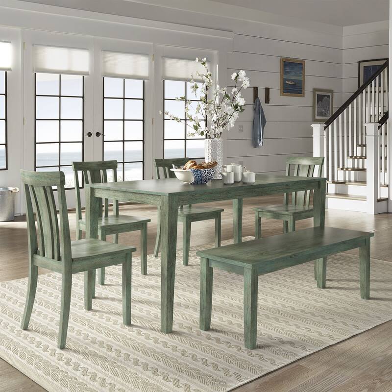 Wilmington II 60-Inch Rectangular Antique Sage Green Dining Set by iNSPIRE Q Classic