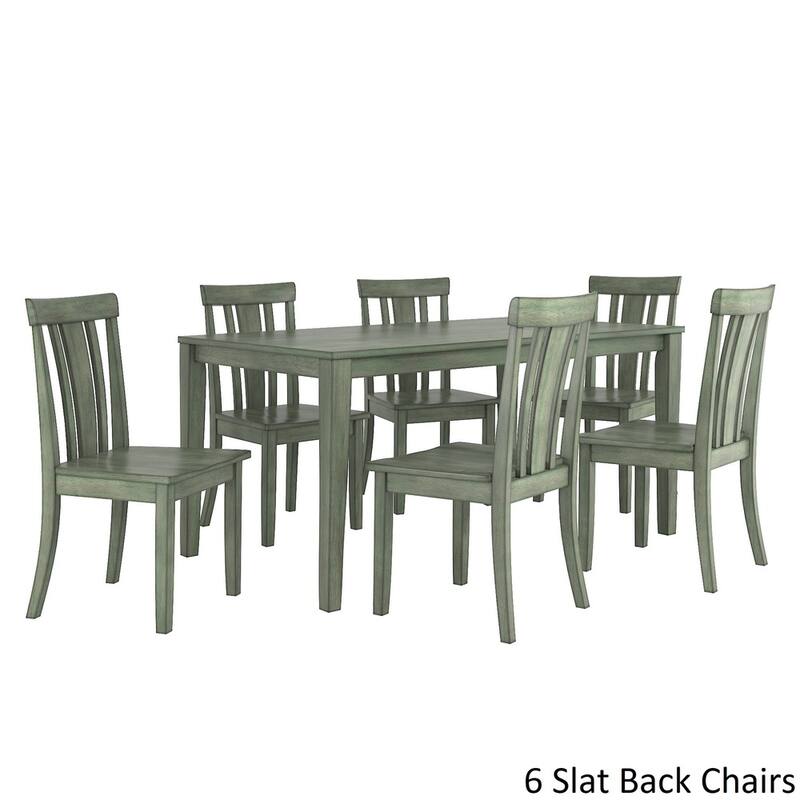 Wilmington II 60-Inch Rectangular Antique Sage Green Dining Set by iNSPIRE Q Classic - 6 Slat Back Chairs