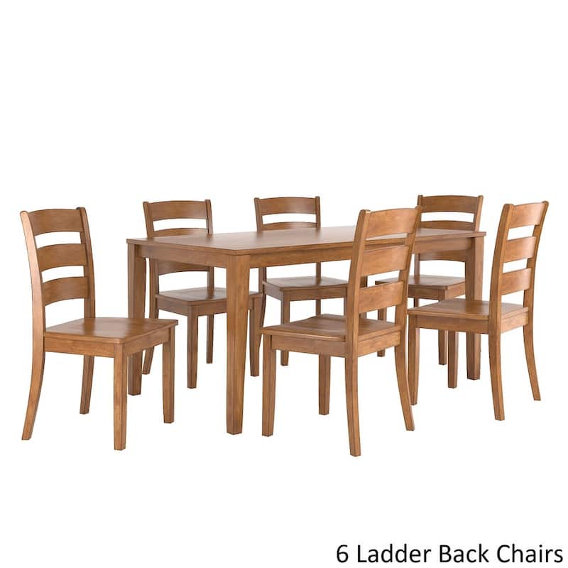Wilmington II 60-Inch Rectangular Oak Finish Dining Set by iNSPIRE Q Classic - Oak/6 Ladder Back Chairs