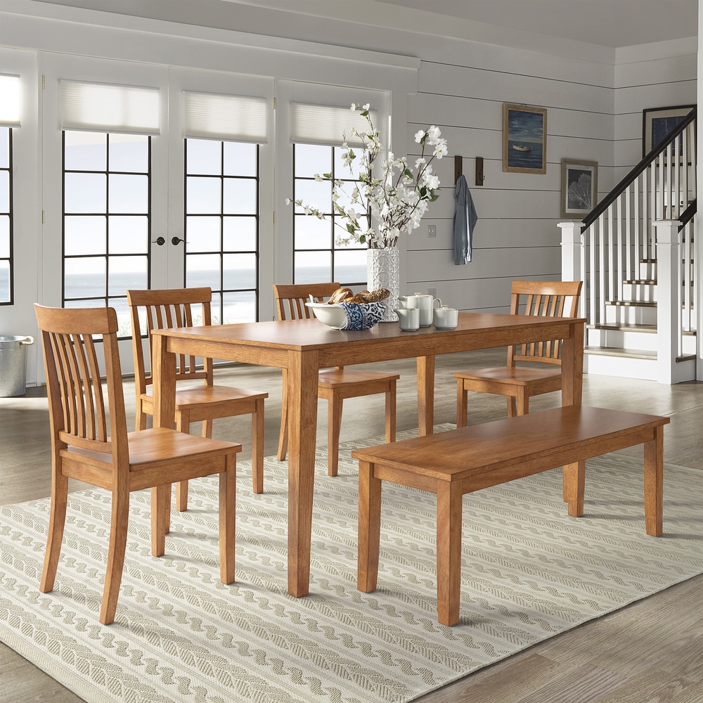 Wilmington II 60-Inch Rectangular Oak Finish Dining Set by