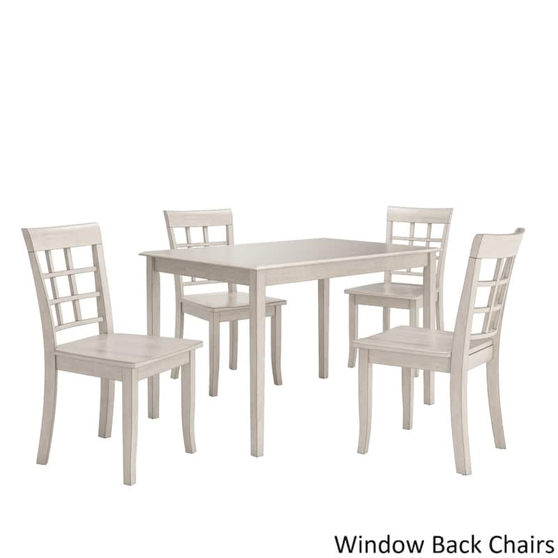 Wilmington II 48-Inch Rectangular Antique White 5-Piece Dining Set by iNSPIRE Q Classic - Window Back Chairs
