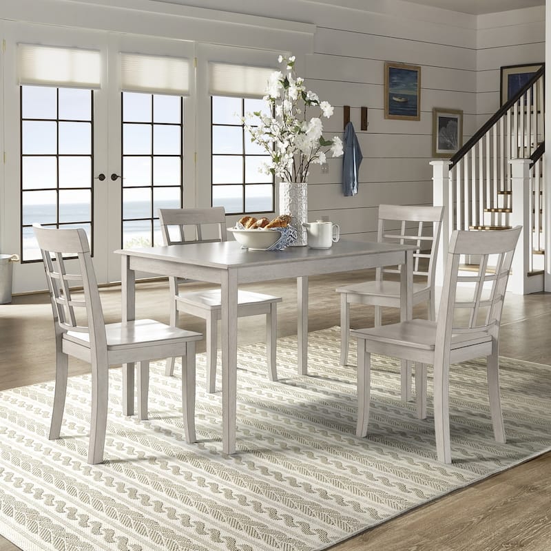 Wilmington II 48-Inch Rectangular Antique White 5-Piece Dining Set by iNSPIRE Q Classic
