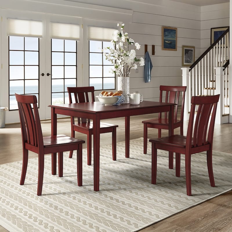 Wilmington II 48-Inch Rectangular Antique Berry Red 5-Piece Dining Set by iNSPIRE Q Classic
