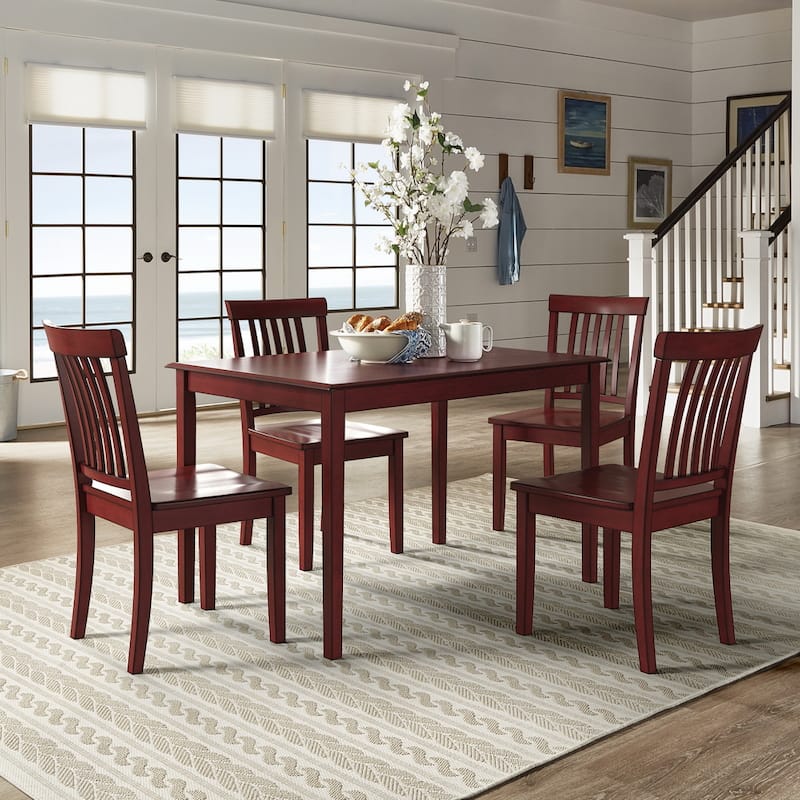 Wilmington II 48-Inch Rectangular Antique Berry Red 5-Piece Dining Set by iNSPIRE Q Classic