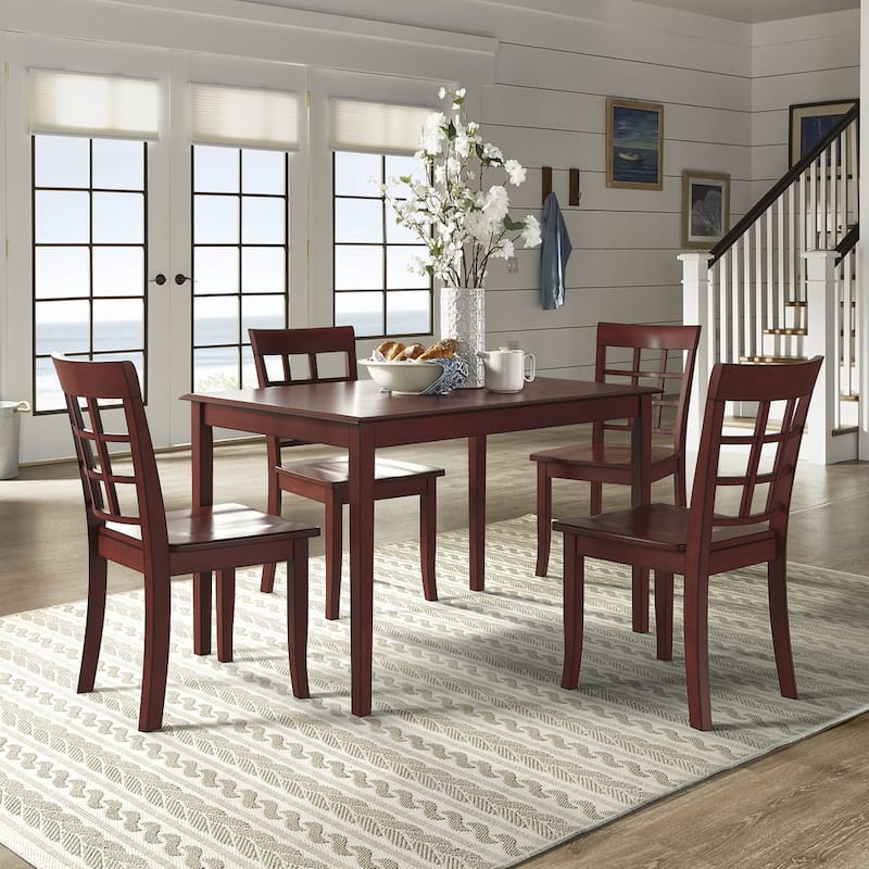 Wilmington II 48-Inch Rectangular Antique Berry Red 5-Piece Dining Set by iNSPIRE Q Classic