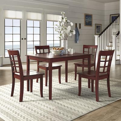 Wilmington II 48-Inch Rectangular Antique Berry Red 5-Piece Dining Set by iNSPIRE Q Classic