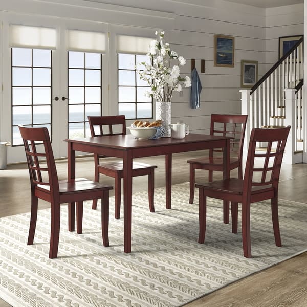 Wilmington Ii 48-inch Rectangular Antique Berry Red 5-piece Dining Set 