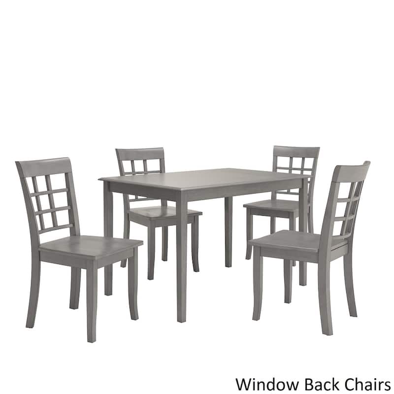 Wilmington II 48-Inch Rectangular Antique Grey 5-Piece Dining Set by iNSPIRE Q Classic - Window Back Chairs