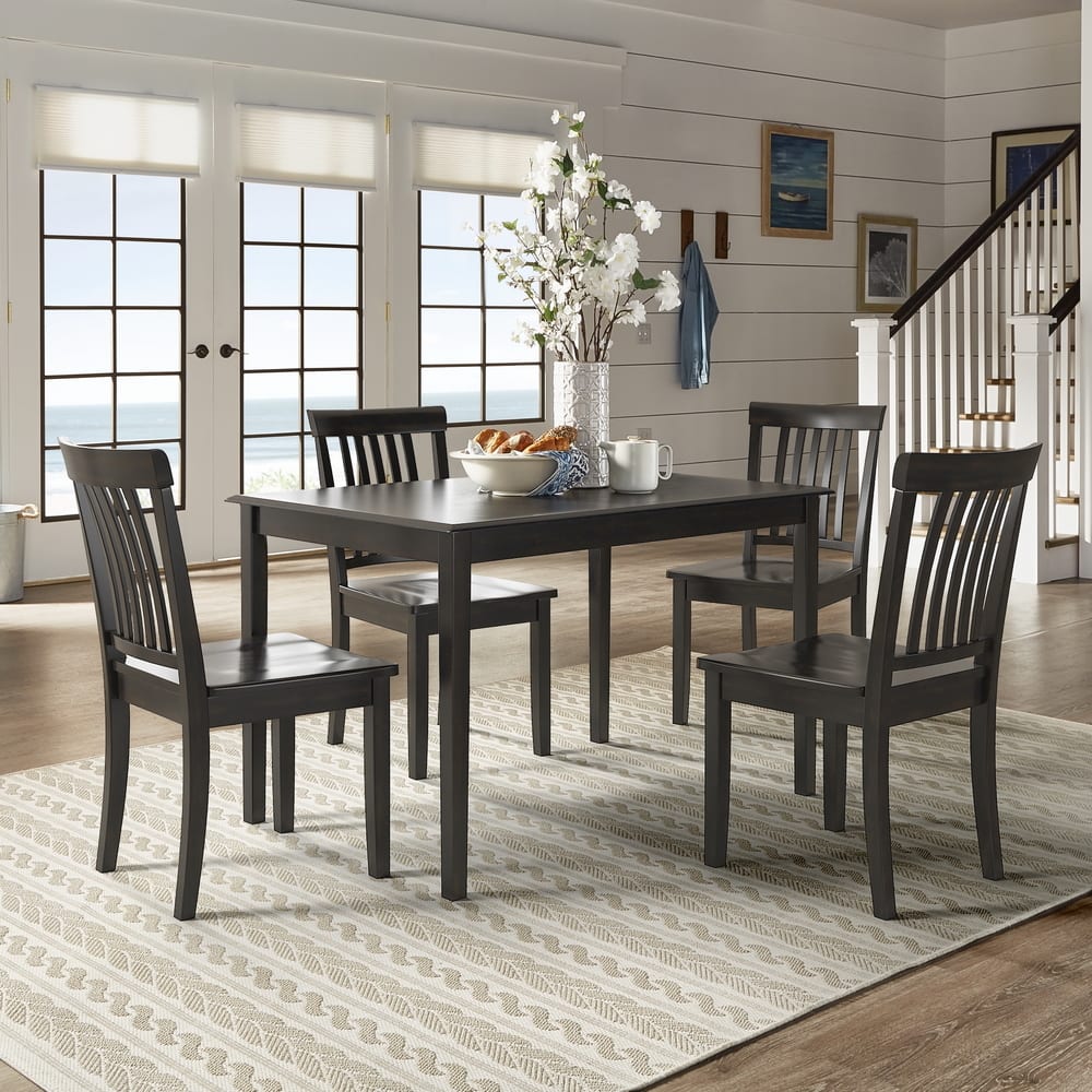 Wilmington II 48-Inch Rectangular Antique Black 5-Piece Dining Set by iNSPIRE Q Classic