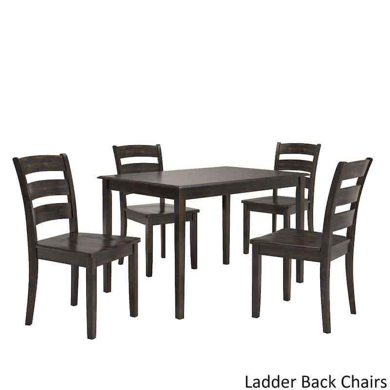 Wilmington II 48-Inch Rectangular Antique Black 5-Piece Dining Set by iNSPIRE Q Classic - Ladder Back Chair